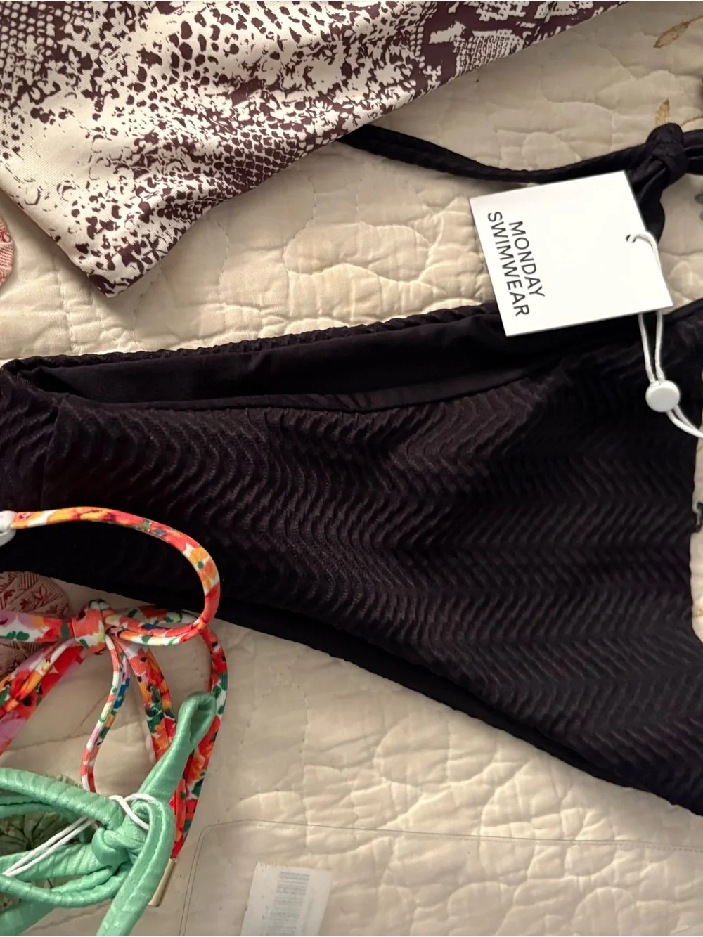 5 nwt Monday Swimwear Floral Bikini Bottoms - Coral, Pink, Green, black  Print